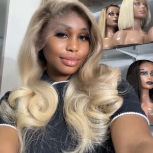 Ash blonde  22 inches raw hair Hd 13×6